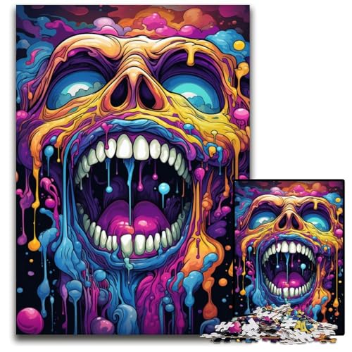 Puzzle 1000 Teile für Erwachsene FantasyPuzzle mit lila Totenkopf Holzpuzzle für Erwachsene anspruchsvolles Denkspiel entspannendes Spielzeug für Teenager 1000 Teile (38 x 26 cm) von ouynngjing
