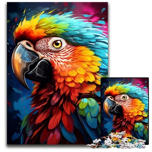 Puzzle 1000 Teile für Erwachsene FantasyPuzzle mit psychedelischem Papagei Holzpuzzle für Erwachsene anspruchsvolles Denkspiel entspannendes Spielzeug für Teenager 1000 Teile (38 x 26 cm) von ouynngjing