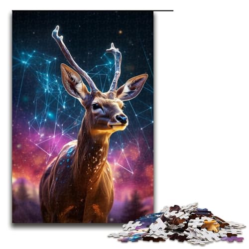 Puzzle 1000 Teile für Erwachsene Galaxy Deer Puzzle Spiel zum Anfassen einzigartige Heimdekoration und Geschenke 1000 PCS (75 x 50 cm) von ouynngjing