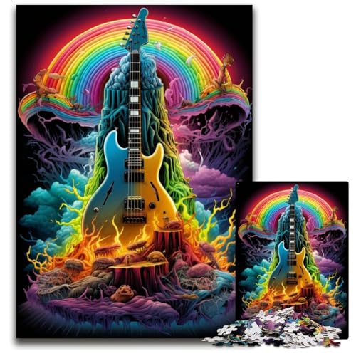 Puzzle 1000 Teile für Erwachsene Magische Gitarre Holzpuzzle für Erwachsene anspruchsvolles Denkspiel entspannendes Spielzeug für Teenager 1000 Teile (38 x 26 cm) von ouynngjing