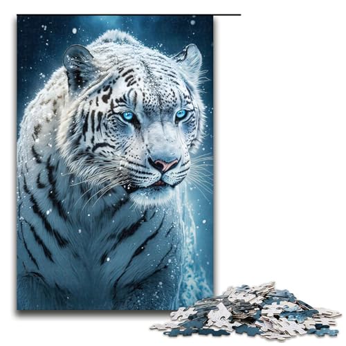 Puzzle 1000 Teile für Erwachsene Majestätischer weißer Tiger Puzzle Mitmachspiel Einzigartige Heimdekoration und Geschenke 1000 PCS von ouynngjing