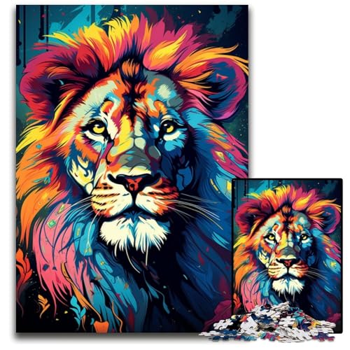 Puzzle 1000 Teile für Erwachsene Malen Farbe Löwen-Papierpuzzle für Erwachsene Heimdekoration 1000 Teile (38x26cm) von ouynngjing