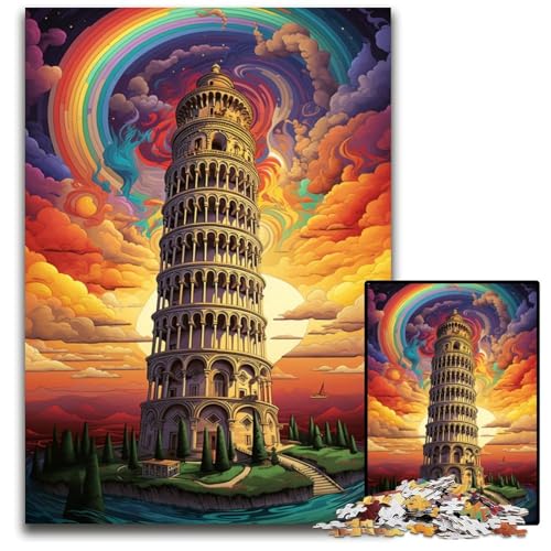 Puzzle 1000 Teile für Erwachsene Schiefer Turm von Pisa Italien Holzpuzzle für Erwachsene anspruchsvolles Denkspiel entspannendes Spielzeug für Teenager 1000 Teile (75 x 50 cm) von ouynngjing