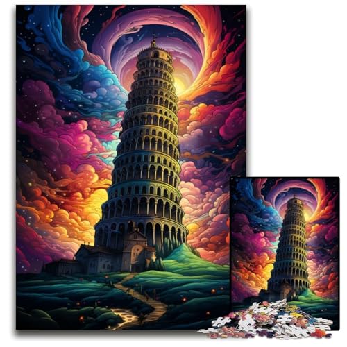 Puzzle 1000 Teile für Erwachsene Schiefer Turm von Pisa Italien Holzpuzzle für Erwachsene anspruchsvolles Denkspiel entspannendes Spielzeug für Teenager 1000 Teile (75 x 50 cm) von ouynngjing