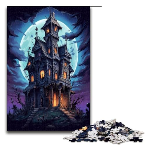 Puzzle 1000 Teile für Erwachsene Spukhaus Puzzle Spiel zum Anfassen einzigartige Heimdekoration und Geschenke 1000 PCS (75 x 50 cm) von ouynngjing