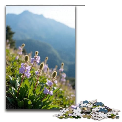 Puzzle 1000 Teile für Erwachsene Wildblumen blühen hartnäckig am Fuße der schneebedeckten Berge Puzzle Mitmachspiel einzigartige Heimdekoration und Geschenke 1000 Teile (75 x 50 cm) von ouynngjing