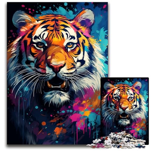 Puzzle 1000 Teile für Erwachsene Wildes Gemälde exotischer Tiger Holzpuzzle für Erwachsene anspruchsvolles Denkspiel entspannendes Spielzeug für Teenager 1000 Teile (75 x 50 cm) von ouynngjing