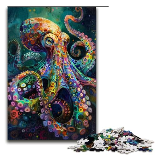 Puzzle 1000 Teile für Erwachsene buntes OktopusPuzzle praktisches Spiel einzigartige Heimdekoration und Geschenke 1000 PCS (75 x 50 cm) von ouynngjing