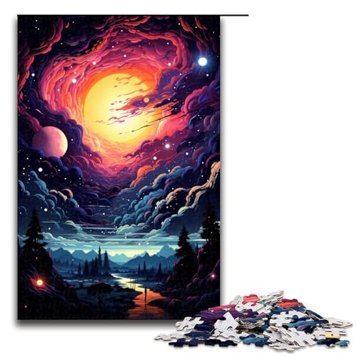 Puzzle 1000 Teile für Erwachsene farbenfrohes psychedelisches Fantasy-Weltraum-Puzzle praktisches Spiel einzigartige Heimdekoration und Geschenke 1000 PCS (75 x 50 cm) von ouynngjing