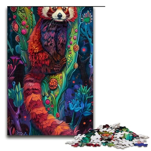 Puzzle 1000 Teile für Erwachsene farbenfrohes rotes PandaPuzzle praktisches Spiel einzigartige Heimdekoration und Geschenke 1000 Teile (75 x 50 cm) von ouynngjing