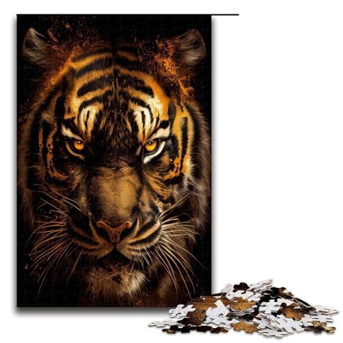 Puzzle 1000 Teile für Erwachsene goldgestreifte Tiger Puzzle Spiel zum Anfassen einzigartige Heimdekoration und Geschenke 1000 PCS (75 x 50 cm) von ouynngjing