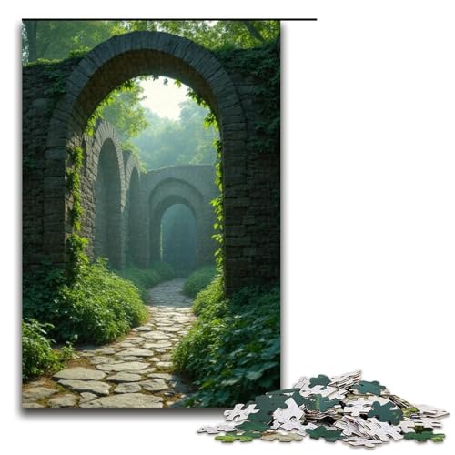 Puzzle Alte Stadtmauern mit Weinreben bedeckt 1000 Teile Holzpuzzle für Erwachsene und Kinder ab 12 Jahren Familienspaß-Puzzle 1000 Teile (75 x 50 cm) von ouynngjing
