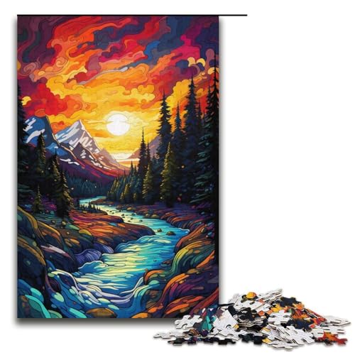 Puzzle Banff_Nationalpark 1000 Teile Holzpuzzle für Erwachsene und Kinder ab 12 Jahren FamilienspaßPuzzle 1000 Teile (38 x 26 cm) von ouynngjing