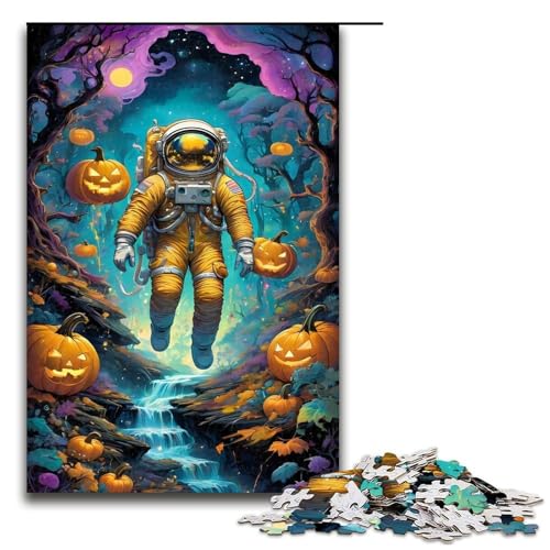Puzzle Halloween Astronaut 1000 Teile Holzpuzzle für Erwachsene und Kinder ab 12 Jahren. Familienspaß Puzzle 1000 Teile (75 x 50 cm) von ouynngjing