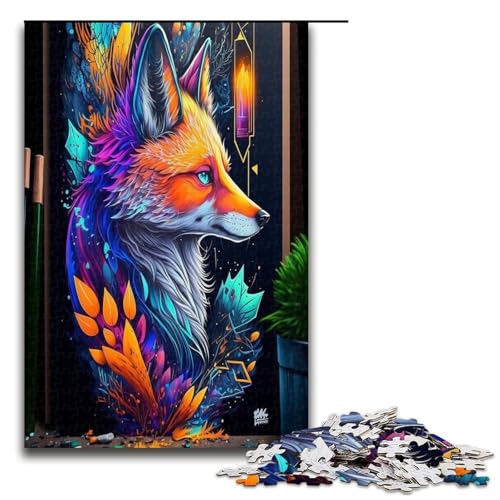 Puzzle Neon Fox 1000 Teile Holzpuzzle für Erwachsene und Kinder ab 12 Jahren Familienspaß Puzzle 1000 Teile (75 x 50 cm) von ouynngjing