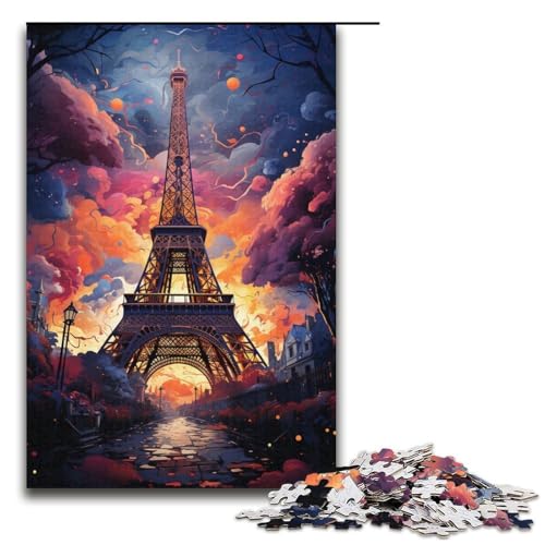 Puzzle bunter Eiffelturm 1000 Teile Holzpuzzle für Erwachsene und Kinder ab 12 Jahren Familienspaß-Puzzle 1000 Teile (38 x 26 cm) von ouynngjing
