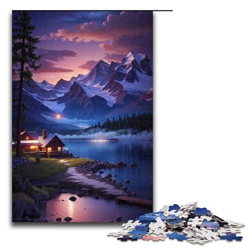 Puzzle für Erwachsene, 1000 Teile, Berge, Seehaus, Puzzle, jedes Teil ist einzigartig – anspruchsvolles, unterhaltsames Familienspiel, 1000 Teile von ouynngjing