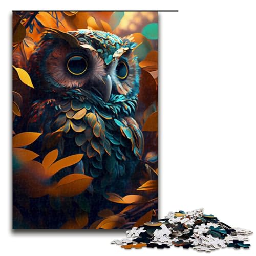Puzzle für Erwachsene, 1000 Teile, Blaues Wald-Eulen-Puzzle, Holzpuzzle, Lernspiel, Herausforderungsspielzeug, 1000 Teile von ouynngjing
