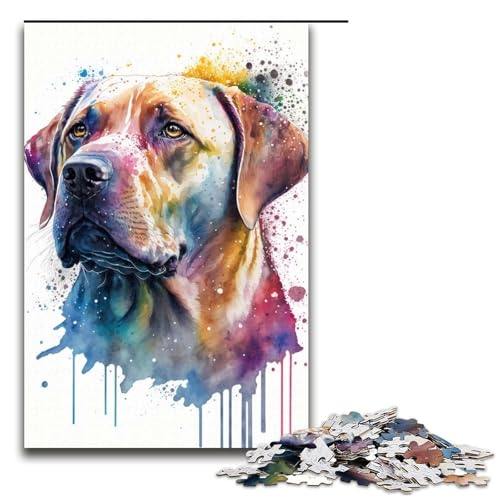 Puzzle für Erwachsene, 1000 Teile, Labrador im Aquarell-Kunstmuster, zum Zusammenbauen, hilft dem Gehirn, süchtig machendes Spielzeug zur Förderung der Geduld, 1000 Teile von ouynngjing