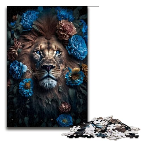 Puzzle für Erwachsene, 1000 Teile, Löwenkunst mit Blumen, Puzzlespiele, Spielzeug, Geschenk, geeignet als Schreibtischdekoration, 1000 Teile von ouynngjing