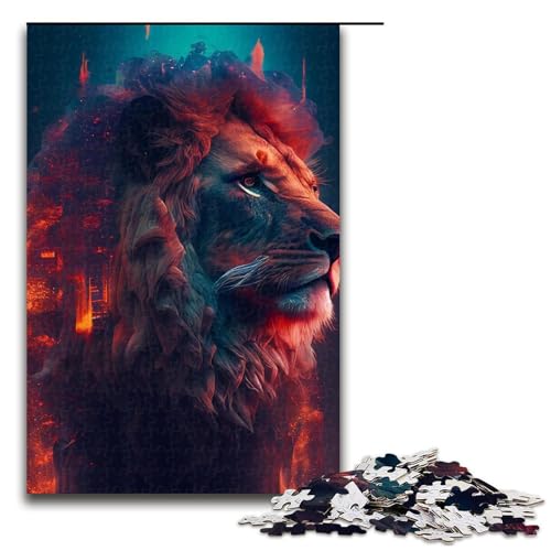 Puzzle für Erwachsene, 1000 Teile, flammender Löwe, Lernspiele für Zuhause, DIY-Spielzeug, tolles Geschenk für Spiele, 1000 Teile von ouynngjing