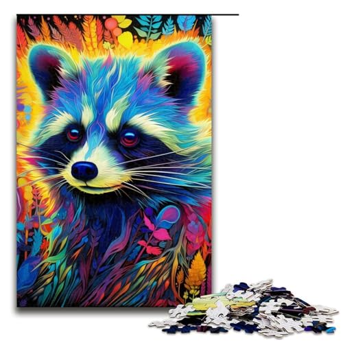 Puzzle für Erwachsene, 1000 Teile, psychedelisches Tier-Waschbär-Puzzle, Holzpuzzle, Lernspiel, Herausforderungsspielzeug, 1000 Teile Puzzle für Erwachsene, 1000 Teile, psychedelisches Tier-Waschbär-Puzzle, Holzpuzzle, Lernspiel, Herausforderungsspielzeug, 1000 Teile von ouynngjing