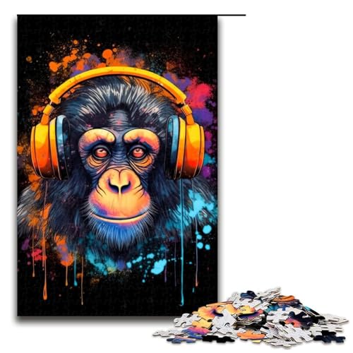 Puzzle für Erwachsene, AFFE, DJ, Musik, 4 Puzzles, 1000 Teile, Holzpuzzle für Kinder ab 12 Jahren, anspruchsvolles Spiel, 1000 Teile Puzzle für Erwachsene, AFFE, DJ, Musik, 4 Puzzles, 1000 Teile, Holzpuzzle für Kinder ab 12 Jahren, anspruchsvolles Spiel, 1000 Teile von ouynngjing