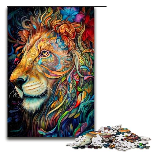 Puzzle für Erwachsene, Bunter Löwe2, 1000-teiliges Holzpuzzle für Kinder ab 12 Jahren, Lernspielzeug, 1000 Teile von ouynngjing