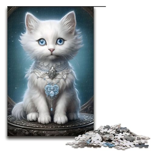 Puzzle für Erwachsene, Fluffy White Kitty 01, 1000-teiliges Holzpuzzle für Kinder ab 12 Jahren, Lernspielzeug, 1000 Teile von ouynngjing