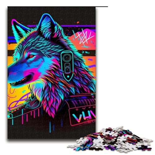 Puzzle für Erwachsene, Neon Wolf1, 1000-teiliges Holzpuzzle für Kinder ab 12 Jahren, Heimdekoration, 1000 PCS Puzzle für Erwachsene, Neon Wolf1, 1000-teiliges Holzpuzzle für Kinder ab 12 Jahren, Heimdekoration, 1000 PCS von ouynngjing