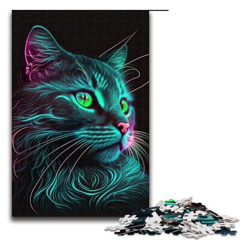 Puzzle für Erwachsene, Neonkatze, 1000 Teile, Holzpuzzle für Erwachsene und Kinder ab 12 Jahren, 1000 Teile Puzzle für Erwachsene, Neonkatze, 1000 Teile, Holzpuzzle für Erwachsene und Kinder ab 12 Jahren, 1000 Teile von ouynngjing