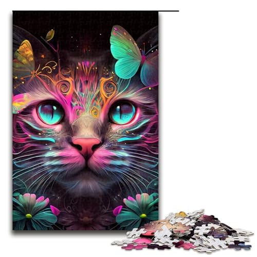 Puzzle für Erwachsene, PsychedeliCat, 1000-teiliges Holzpuzzle für Kinder ab 12 Jahren, Heimdekoration, 1000 PCS von ouynngjing