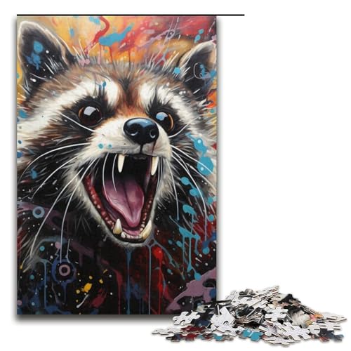 Puzzle für Erwachsene, Psychedelischer Tier-Waschbär, 1000 Teile, Holzpuzzle für Erwachsene und Kinder ab 12 Jahren, 300 Teile Puzzle für Erwachsene, Psychedelischer Tier-Waschbär, 1000 Teile, Holzpuzzle für Erwachsene und Kinder ab 12 Jahren, 300 Teile von ouynngjing