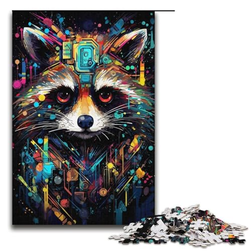 Puzzle für Erwachsene, Psychedelischer Tierwaschbär, 1000-teiliges Holzpuzzle für Kinder ab 12 Jahren, Lernspielzeug, 300 Teile Puzzle für Erwachsene, Psychedelischer Tierwaschbär, 1000-teiliges Holzpuzzle für Kinder ab 12 Jahren, Lernspielzeug, 300 Teile von ouynngjing