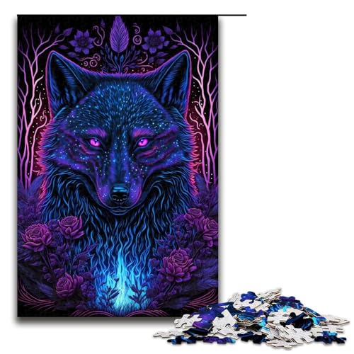 Puzzle für Erwachsene, Schwarzlichtwolf3, 1000-teiliges Holzpuzzle für Kinder ab 12 Jahren, Lernspielzeug, 1000 Teile von ouynngjing