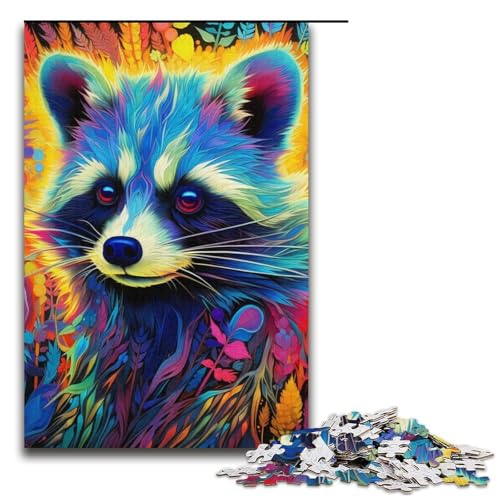 Puzzle für Erwachsene, psychedelisches Tier, Waschbär, 1000 Teile, Holzpuzzle für Kinder ab 12 Jahren, anspruchsvolles Spiel, 300 Teile Puzzle für Erwachsene, psychedelisches Tier, Waschbär, 1000 Teile, Holzpuzzle für Kinder ab 12 Jahren, anspruchsvolles Spiel, 300 Teile von ouynngjing