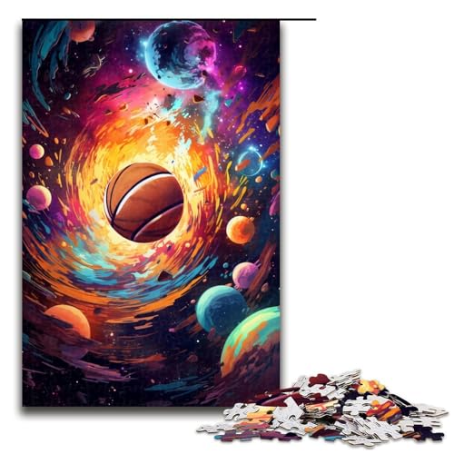 Puzzle für Erwachsene „Basketball im Weltraum 1000 Teile Holzpuzzle für Erwachsene und Kinder ab 12 Jahren Lernspielzeug 1000 Teile (75 x 50 cm) von ouynngjing