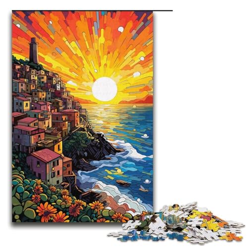 Puzzle für Erwachsene „Cinque_Terre_bunt 1000 Teile Holzpuzzle für Erwachsene und Kinder ab 12 Jahren Lernspielzeug 1000 Teile (38 x 26 cm) von ouynngjing