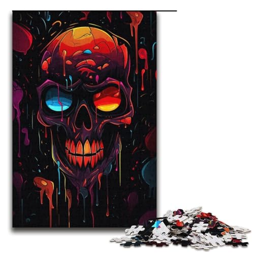 Puzzle für Erwachsene „Funky Dark Skull“ 1000 Teile Holzpuzzle für Erwachsene und Kinder ab 12 Jahren Lernspielzeug 1000 Teile (38 x 26 cm) von ouynngjing