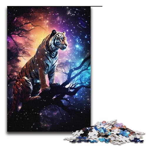 Puzzle für Erwachsene „GalaxienTiger“. 1000teiliges Holzpuzzle für Kinder ab 12 Jahren Lernspielzeug 1000 Teile (38 x 26 cm) von ouynngjing