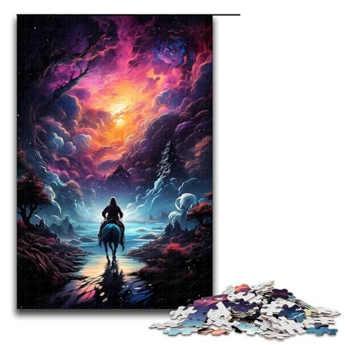 Puzzle für Erwachsene „Ritter auf dem Planeten 1000teiliges Holzpuzzle für Kinder ab 12 Jahren Lernspielzeug 1000 Teile (75 x 50 cm) von ouynngjing