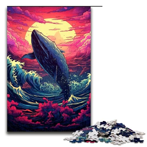 Puzzle für Erwachsene „Tiere im Meer 1000teiliges Holzpuzzle für Erwachsene und Kinder ab 12 Jahren 1000 Teile (75 x 50 cm) von ouynngjing