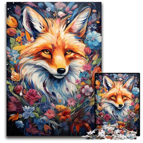 Puzzle für Erwachsene 1000 Teile „Der farbenfrohe Psychedelismus von Flower Fox Halloween Weihnachten und Geburtstage 1000 Teile (38x26cm) von ouynngjing