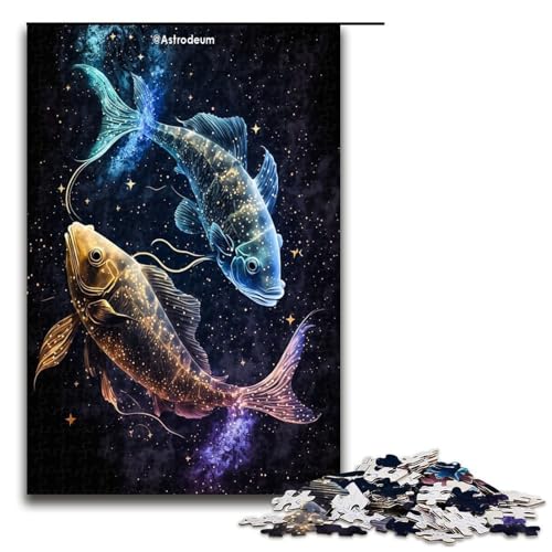 Puzzle für Erwachsene 1000 Teile „Der kosmische Goldfisch“ Holzpuzzle Lernspiel Herausforderungsspielzeug 1000 Teile (75 x 50 cm) von ouynngjing