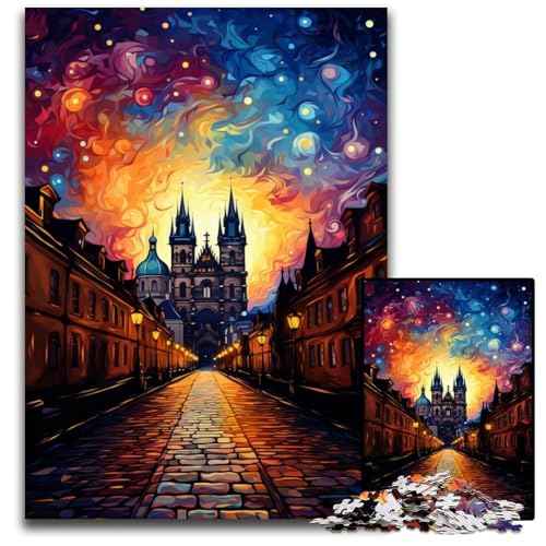 Puzzle für Erwachsene 1000 Teile „Die farbenfrohe Psychedelia der Karlsbrücke Halloween Weihnachten und Geburtstage 1000 Teile (38x26cm) von ouynngjing