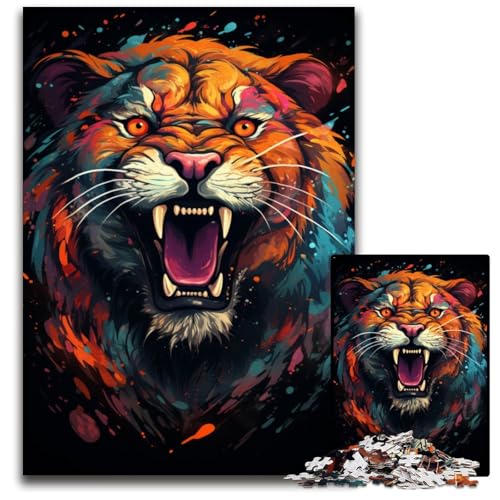 Puzzle für Erwachsene 1000 Teile „Die farbenfrohe Psychedelia des Weltraumtigers Halloween Weihnachten Geburtstage 1000 Teile (75x50cm) von ouynngjing