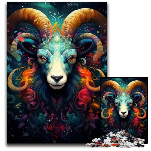 Puzzle für Erwachsene 1000 Teile „Die farbenfrohe Psychedelia des Ziegengottes Halloween Weihnachten Geburtstage 1000 Teile (75x50cm) von ouynngjing