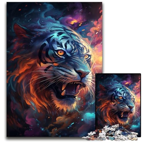 Puzzle für Erwachsene 1000 Teile „Die farbenfrohe Psychedelia des mysteriösen Tigers Halloween Weihnachten Geburtstage 1000 Teile (75x50cm) von ouynngjing
