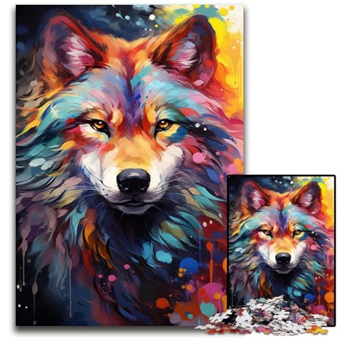 Puzzle für Erwachsene 1000 Teile „Die farbenfrohe Psychedelia von Space Wolf“ Puzzle für Erwachsene perfekt als Geburtstags- Weihnachts 1000 Teile (38x26cm) von ouynngjing