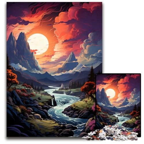 Puzzle für Erwachsene 1000 Teile „Die farbenfrohe Psychedelie des Vierwaldstättersees Halloween Weihnachten Geburtstage 1000 Teile (75x50cm) von ouynngjing